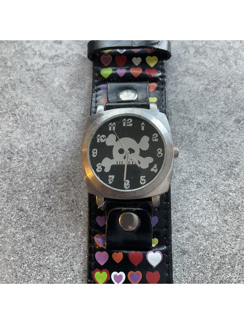 Rock It Womens Watch 40mm “Skull & Cross Bones” Dial Black Leather Band B-S